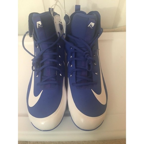 New Nike Alpha Huarache Elite Mid sz 16 Royal Blue White 923428 411 Nwt - Picture 4 of 9